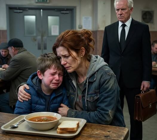 “Mom, if I take two pieces of bread today, will we have less tomorrow?” — The boy’s quiet question stopped a powerful businessman in a soup kitchen… and led him to shut down his own eviction plan, lose his fortune, and choose something far harder than control.