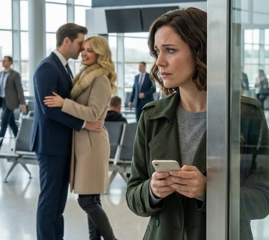 I came to the airport just to wave goodbye to a friend—until I saw my husband in the departure lounge, arms wrapped around the woman he swore was “just a coworker.” I walked closer, heart pounding, and heard him whisper, “Everything is ready. That fool is going to lose everything.” She laughed, “And she won’t even see it coming.” I didn’t cry. I didn’t scream. I just smiled… because I’d already set my trap.