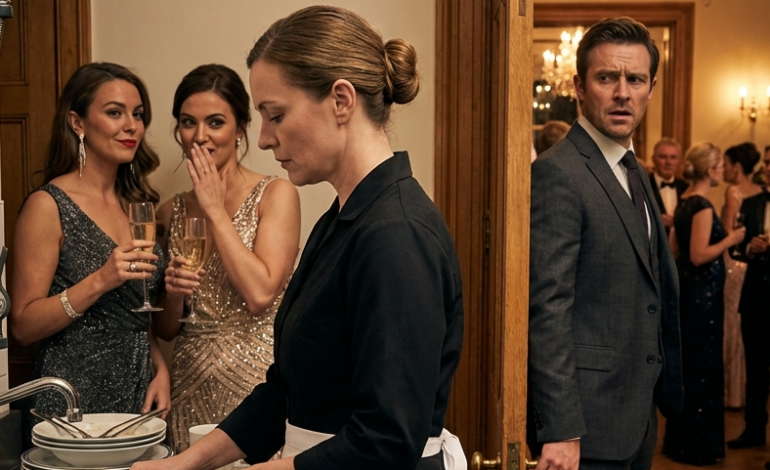 They Laughed At the “Maid” Scrubbing Dishes in the Mansion — Until Her Husband Asked, “Where’s My Wife?” and Everything Collapsed