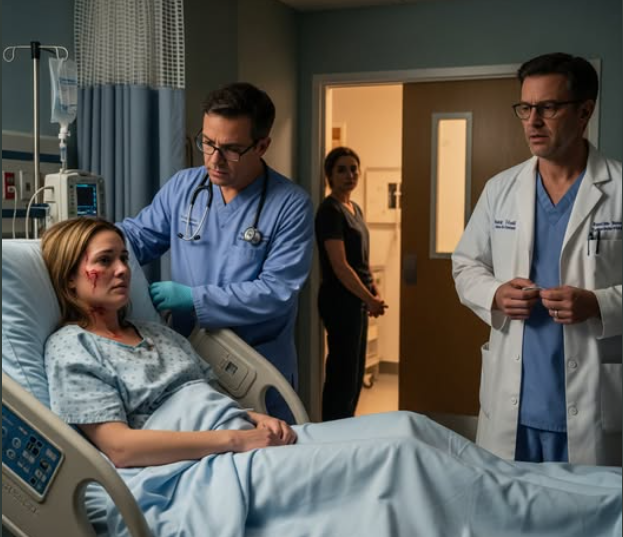 My husband beat me every day… One day, when I passed out, he took me to the hospital, pretending I had fallen down the stairs. But he froze when the doctor…..