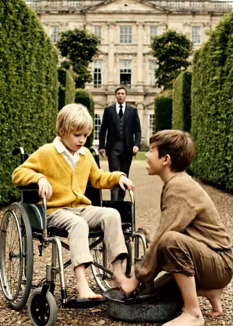 “I’LL WASH YOUR FOOT AND YOU’LL WALK” – His Son Was Born Paralyzed And Spent 12 Years In A Wheelchair—The Billionaire Father Thought All Hope Was Gone Until A Strange Boy Climbed Their Fence With A Dented Basin…