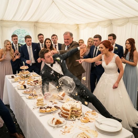 At my older sister’s wedding, my parents insisted I hand over the $450,000 house I had built entirely with my own money. When I refused, my father lost control—he grabbed a metal cake stand and smashed it into my head, sending me crashing into a table and leaving me badly injured. Then my sister’s fiancé stepped forward and revealed a truth so devastating it completely destroyed my parents’ world.