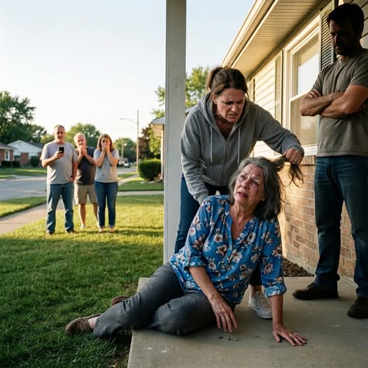 My son-in-law knocked me to the ground. My daughter dragged me out by my hair while the neighbors watched. “Get out—it’s three million,” she said. They thought no one would step in. They were wrong. Someone called 911. When the police arrived, their entire life unraveled.
