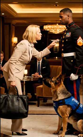 “Remove that dog—this is a luxury lounge, not a kennel!” she shrieked. She had no clue the animal she mocked was a decorated military K-9 on a serious mission, one destined to reveal her ignorance and completely upend what followed.
