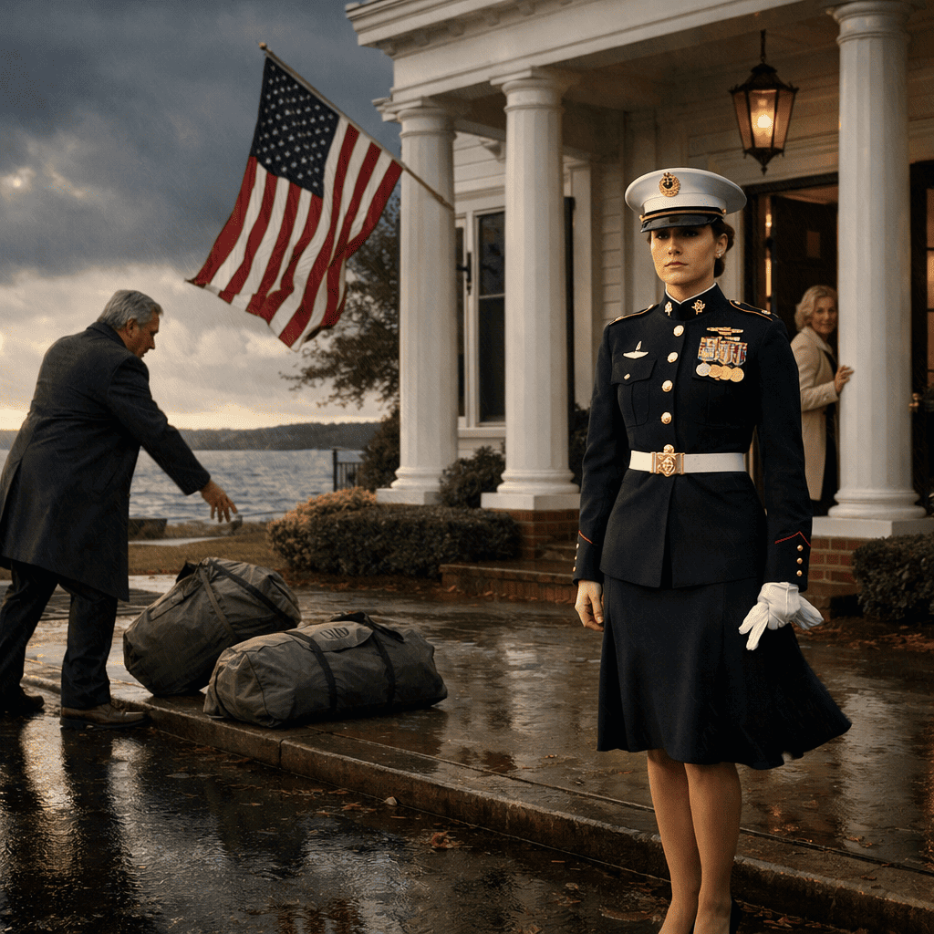 The marine captain they threw out after the admiral’s funeral thought the will had left her nothing—until a cold voice, a slammed door, and one forgotten instruction made her realize the house that raised her wasn’t done testing who belonged, who was pretending, and which member of the family had inherited character instead of comfort when grief stripped the masks away