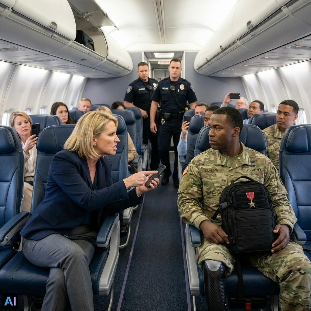 “She Told a Disabled Veteran “You Don’t Belong in First Class”—Minutes Later, Airport Police Dragged Her Out as Everyone Filmed”