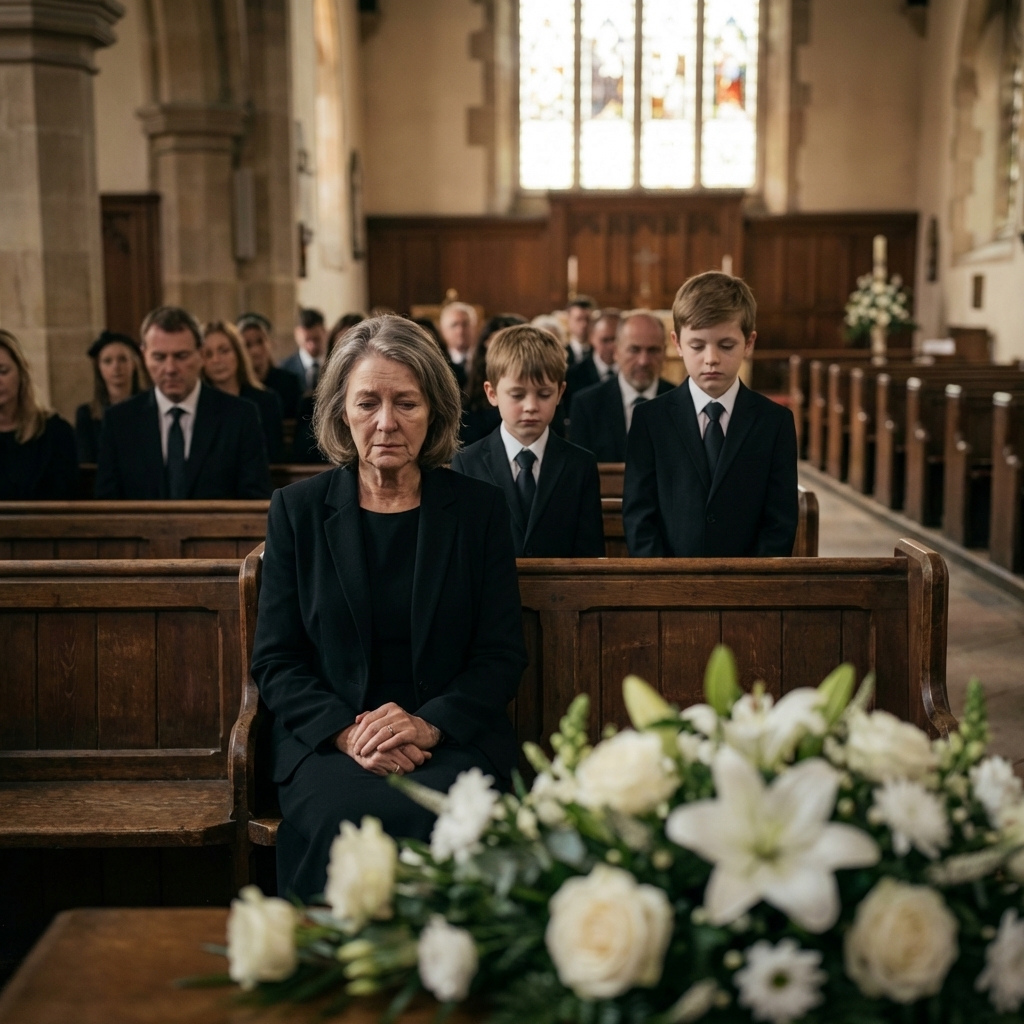 At my husband’s funeral, my three children stood in front of the guests and said: “He left everything to us. Our mother will be well taken care of… from a distance.”