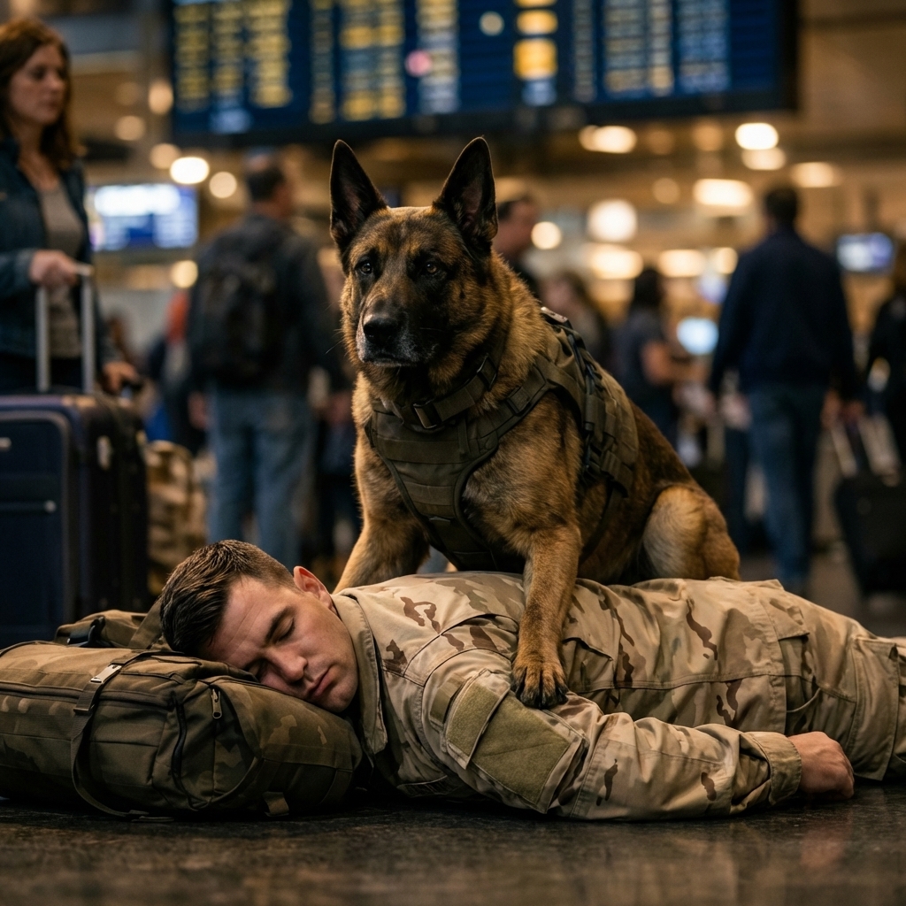 The Dog Wouldn’t Leave the Soldier’s Side at the Airport — What Everyone Thought Was Loyalty Turned Out to Be Something Much Bigger