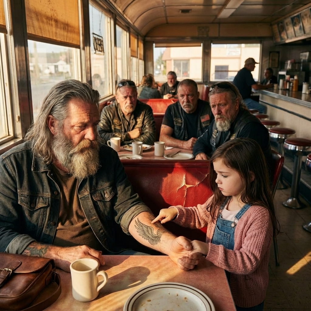 A Little Girl Whispered, “My Father Wore That Tattoo Too” — And Five Bikers Realized the Past Had Finally Found Them