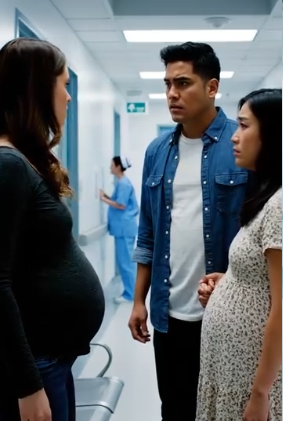 During my ultrasound, my husband came in with another pregnant woman and shouted, “My wife is going to give birth!”