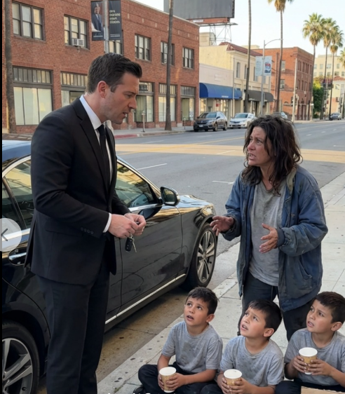 A Millionaire Found His Ex-Girlfriend Begging with Triplets Who Looked Exactly Like Him — Her Silent Response Left Him Desperate