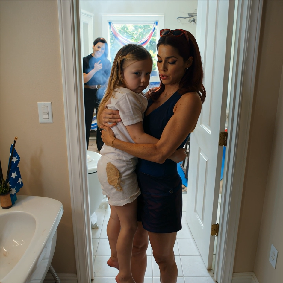 She was standing in the upstairs bathroom with a beach towel pulled up to her chin and her friendship bracelets still on her wrist when I found her. Blonde hair covered the tile, the sink, the edge of the tub, and for one second the whole room went silent except for the sound of my daughter trying not to cry too loudly.