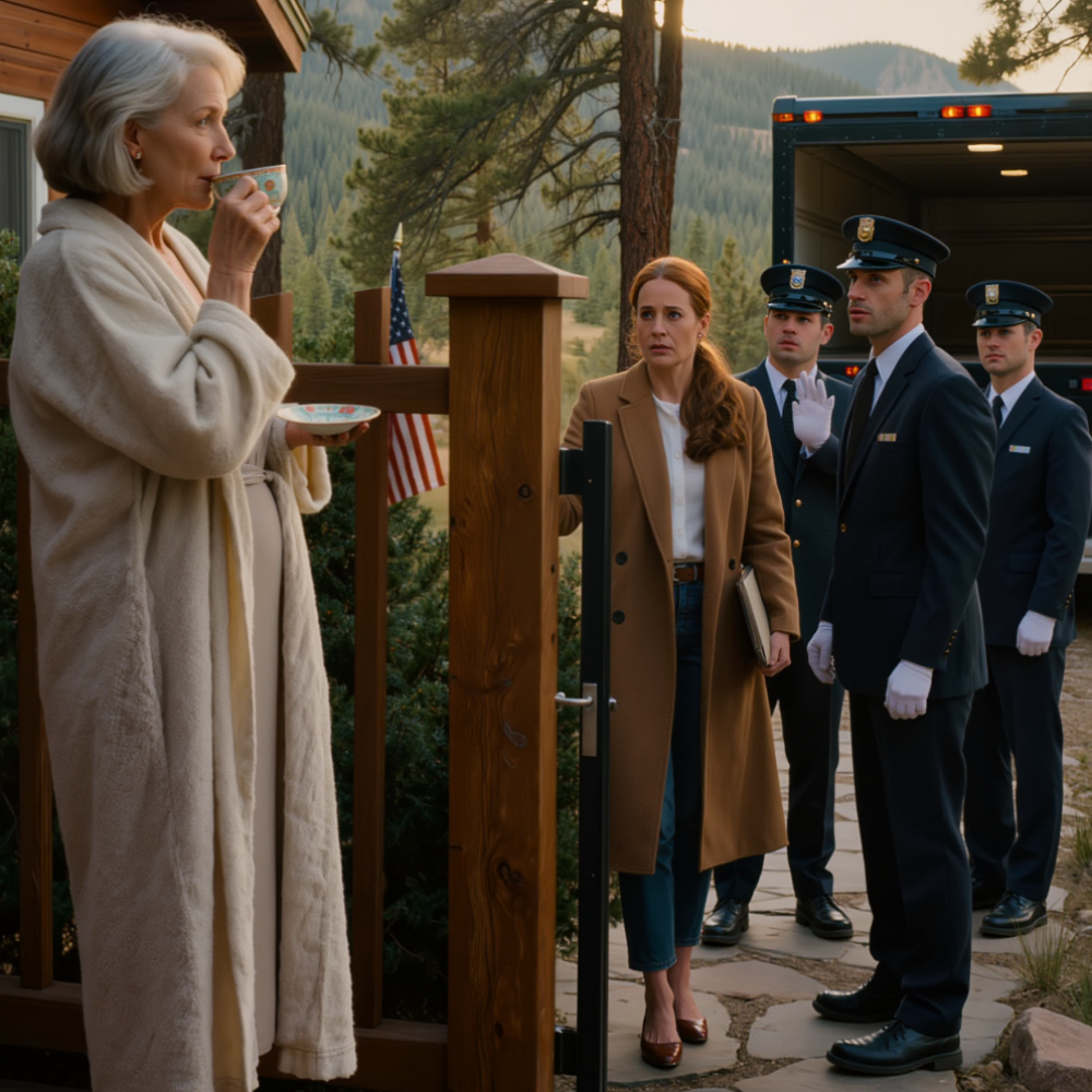 While I was relaxing at the mountain cabin, my daughter-in-law brought a moving crew over at 5 a.m. and said, “Mom, please move out, I Own This Place.” I slowly took a sip of tea, smiled, then said to the guard, “Just let them in. They will find out what I had already prepared since yesterday.”
