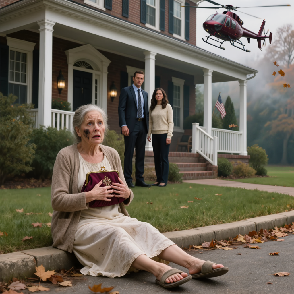 My home turned to ash in just minutes; clutching an old embroidered purse, I knocked on my son’s door in a Chicago suburb, but he looked at my smoke-stained clothes, laughed with his wife, and called me a burden before closing the door; when there was nowhere left to go, I called the boy who once slept on my sofa, and when the helicopter came down through the gray smoke, he said only three words…