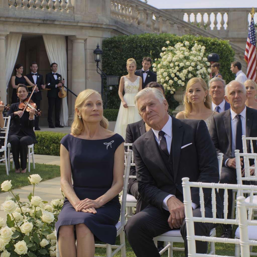 ‘At my son’s luxury wedding, they put me in row 14 right beside the service area. The bride leaned in and whispered, ‘Please… don’t make us look bad today.’ Then a man in a black suit sat next to me and murmured, ‘Let’s pretend we came together.’ When my son looked down and saw us, his face went pale.’ and the cruel part wasn’t the seat… it was how calmly they expected me to accept it.