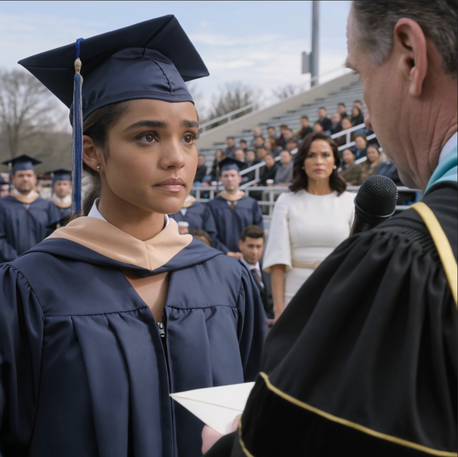 At my college graduation, my sister shot to her feet and screamed, “She cheated her way through school!” in front of the entire auditorium, but instead of stopping, I kept walking toward the stage with one sealed envelope hidden under my gown and a truth she never imagined I had finally learned how to carry in public.
